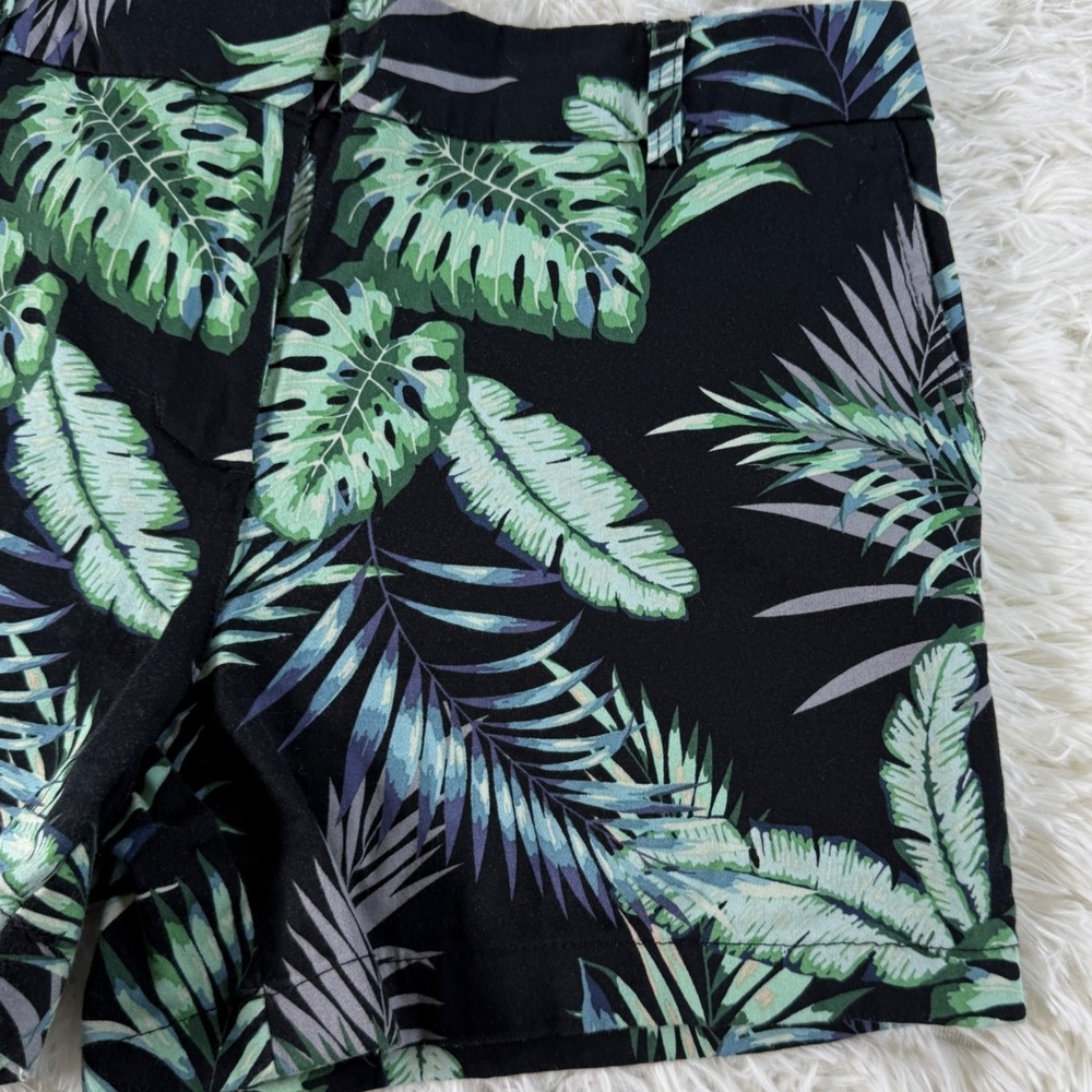 Cynthia‎ Rowley Womens Tropical Leaf Print Black Shorts Size 6